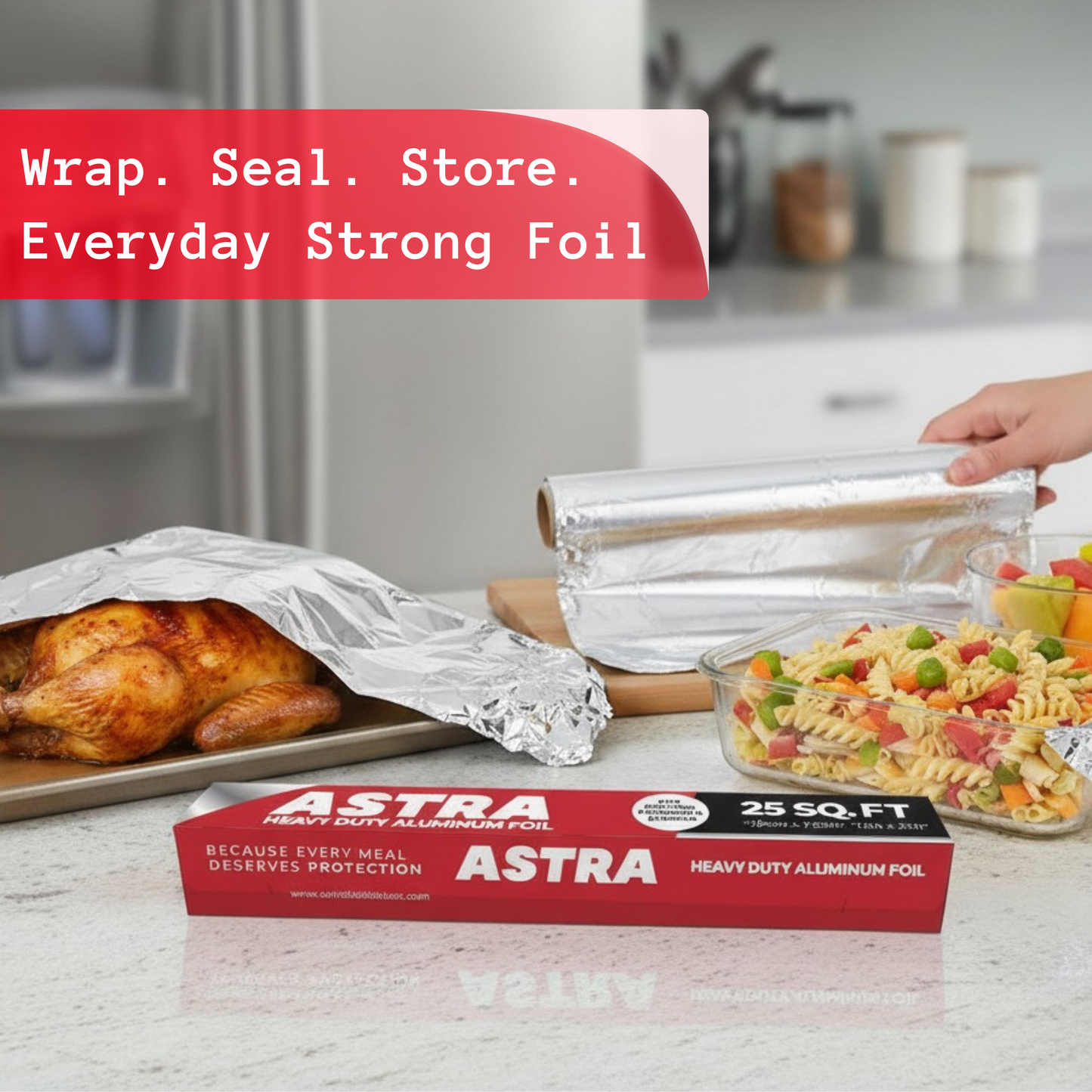 ASTRA Heavy Duty Aluminum Foil 25 SQ FT – Box of 24 Pieces.